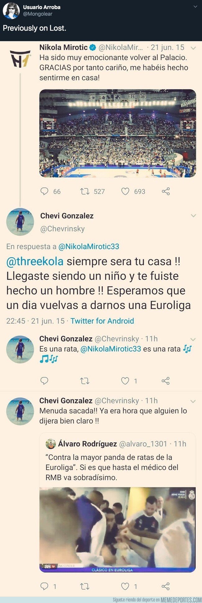 1091602 - La traición que ha hecho Mirotic al madridismo se puede contemplar perfectamente en este aficionado madridista y en sus tuits del pasado y actualmente