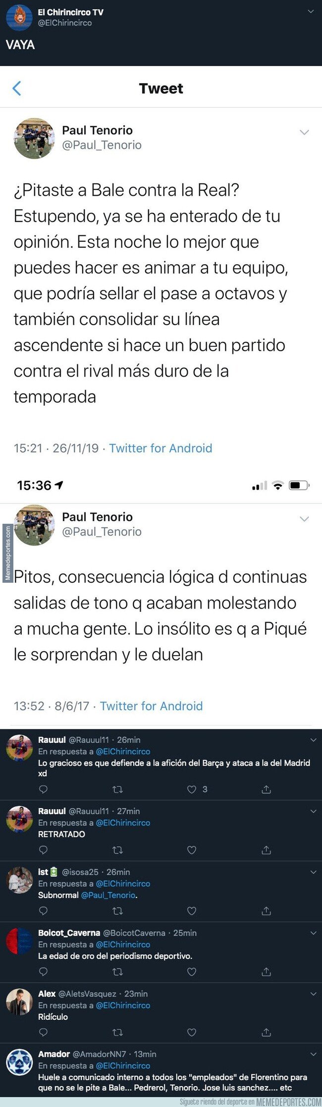 1092058 - El doble rasero tremendo de Paul Tenorio, periodista de Real Madrid TV hablando de los pitos a Bale y a Piqué