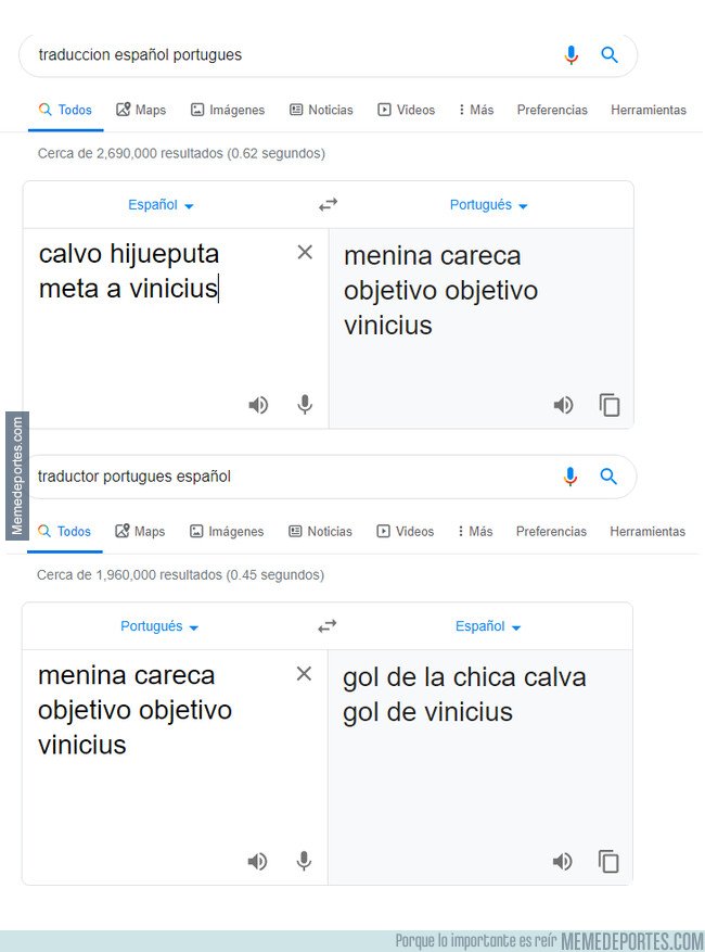 1092062 - Cuando intentas averiguar en el traductor de google como insultarían los brasileños a Zidane y te sale esto