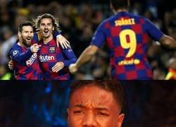 Enlace a Los culés viendo a la MSG marcando