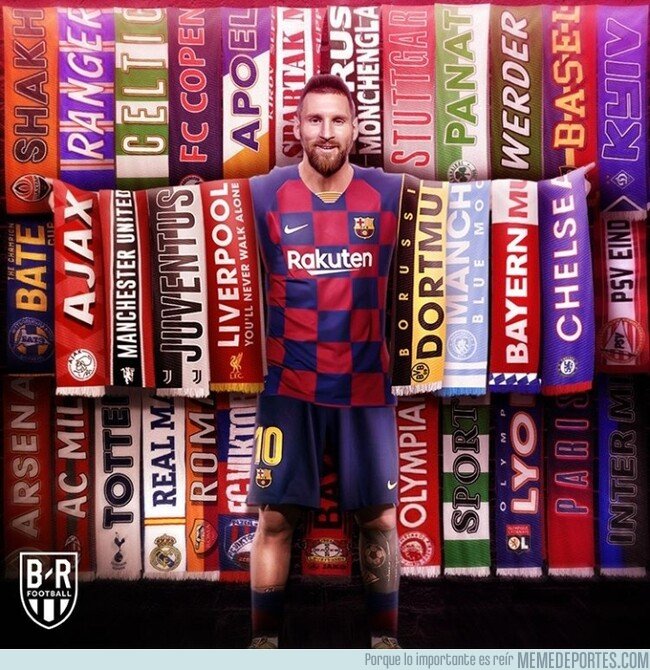 1092185 - Messi ya ha anotado ante 34 rivales diferentes en Champions, por @brfootball