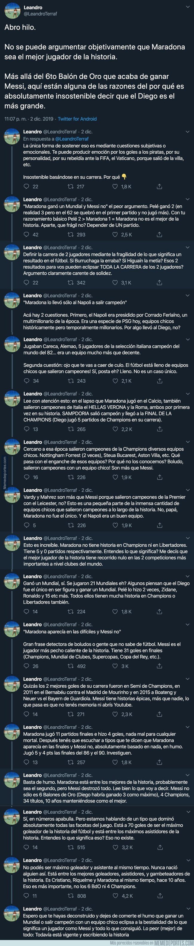 1092749 - Crean un hilo en el que explican el motivo por el que Maradona no es el más grande de todoslos tiempos y los motivos son más que convincentes