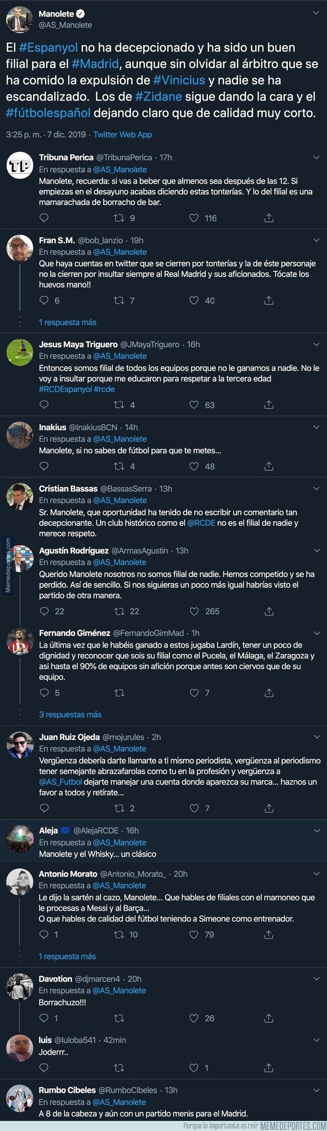 1092944 - El periodista Manolete la lía pardísima al decir esto sobre el Espanyol tras perder en el Bernabéu