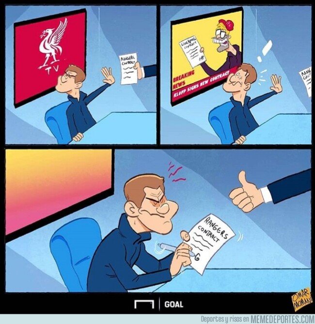 1093437 - Casualmente, Gerrard renueva con los Rangers justo después del anuncio de la renovación de Klopp, por @goalglobal