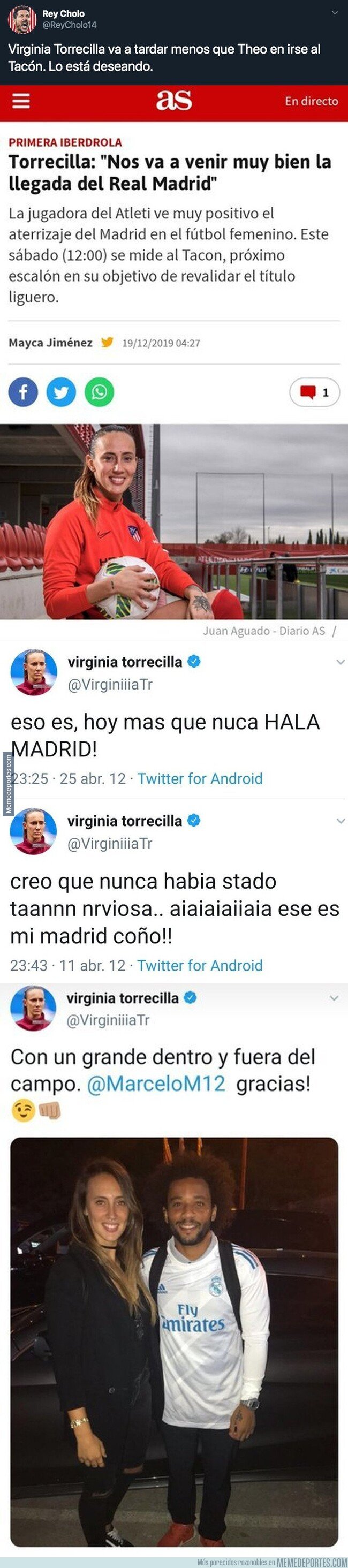 1094051 - Salen a la luz tuits del pasado de Virginia Torrecilla, jugadora del Atlético de Madrid y queda totalmente retratada