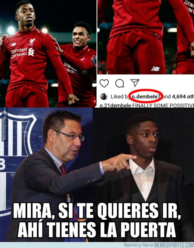 1095157 - Dembélé da un like a un montaje que le viste con la camiseta del Liverpool