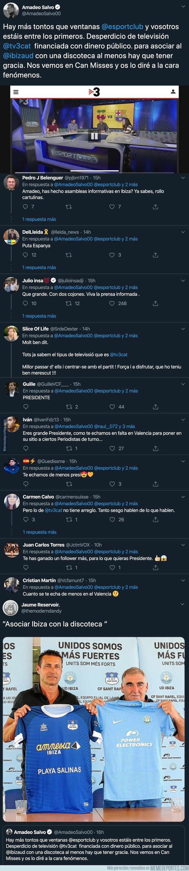 1095873 - Amadeo Salvo explota por el tratamiento de TV3 al Ibiza-Barça de Copa cambiándole el logo de su equipo