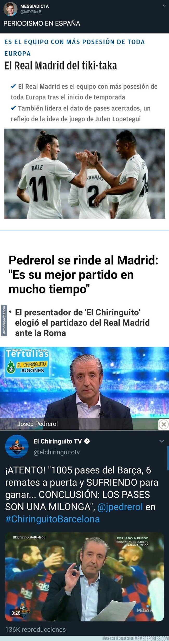 1096314 - El doble rasero increíble del periodismo cuando el Real Madrid y Barça ganan jugando con la posesión del balón