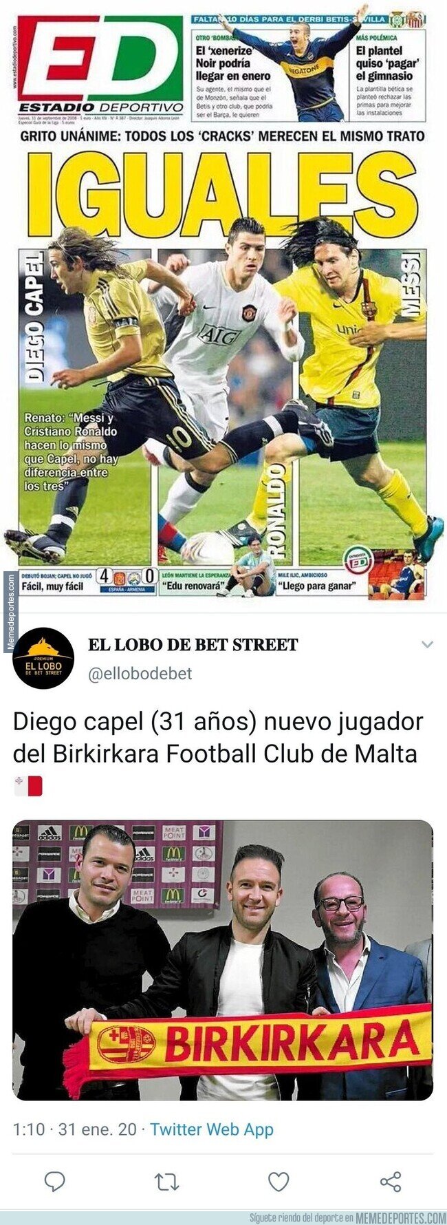1097536 - ¿Recuerdas esta mítica portada en la que comparaban a Diego Capel con Messi y Cristiano? Pues ojo a esta novedad con la que te reirás