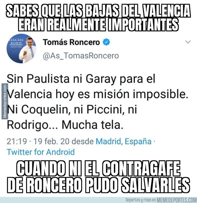 1098814 - Ni el poder de Roncero pudo ayudar al Valencia ante el Atalanta