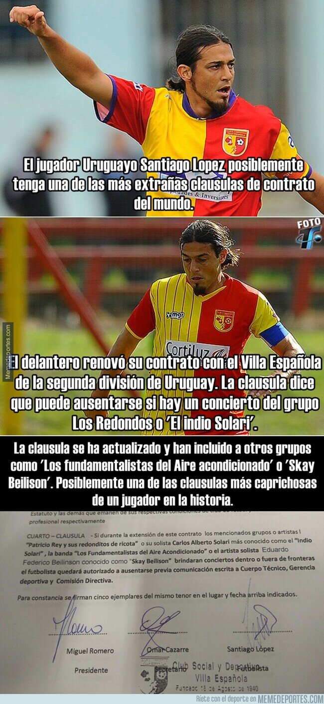 1099004 - La cláusula de este jugador en Uruguay que le permite ausentarse para irse a conciertos.