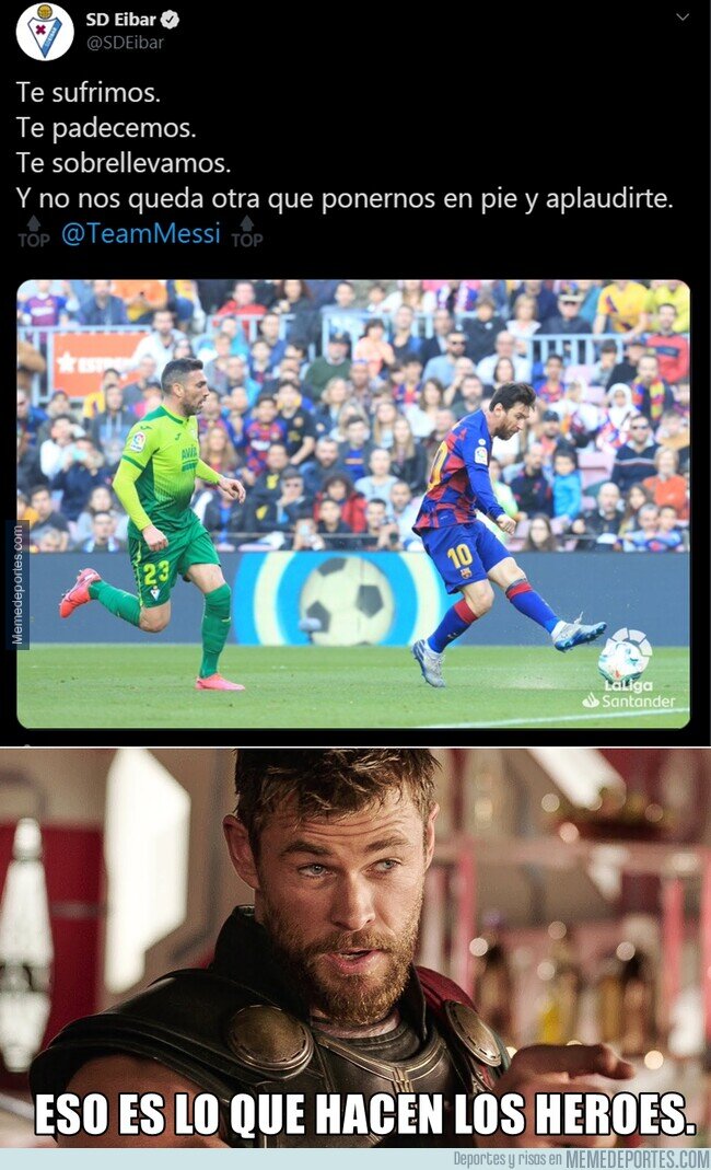 1099005 - El señorío del Eibar reconociendo la actuación de Messi. Honor.