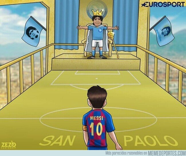 1099210 - Messi, en casa del Diego, por @zezocartoons