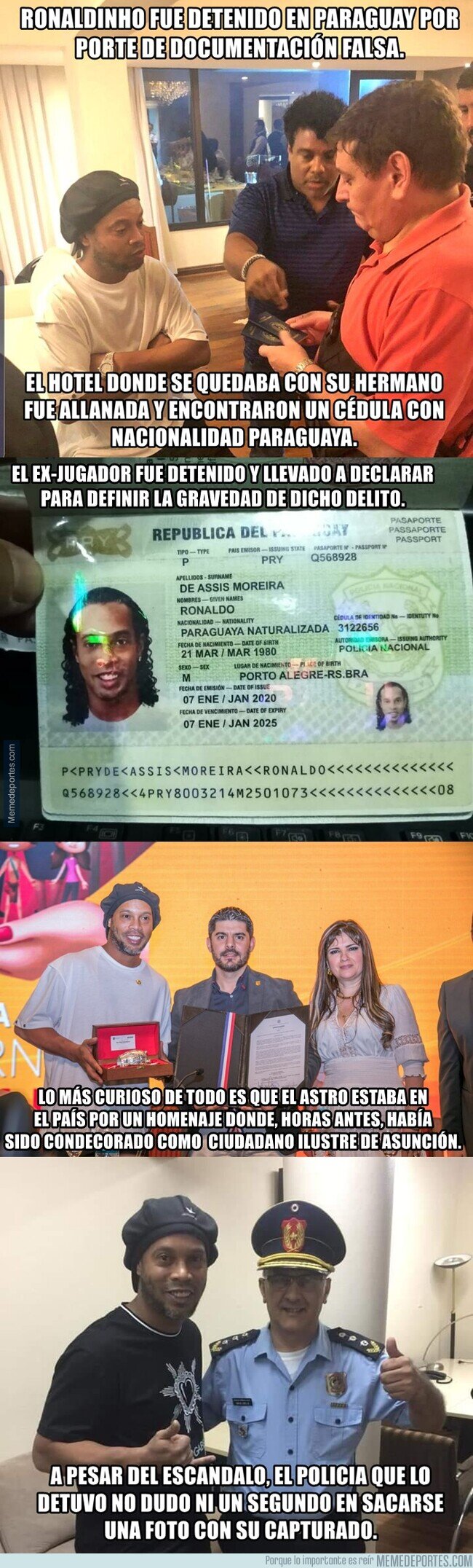 1100053 - El tremendo escándalo de Ronaldinho en Paraguay por un documento falso para entrar al país