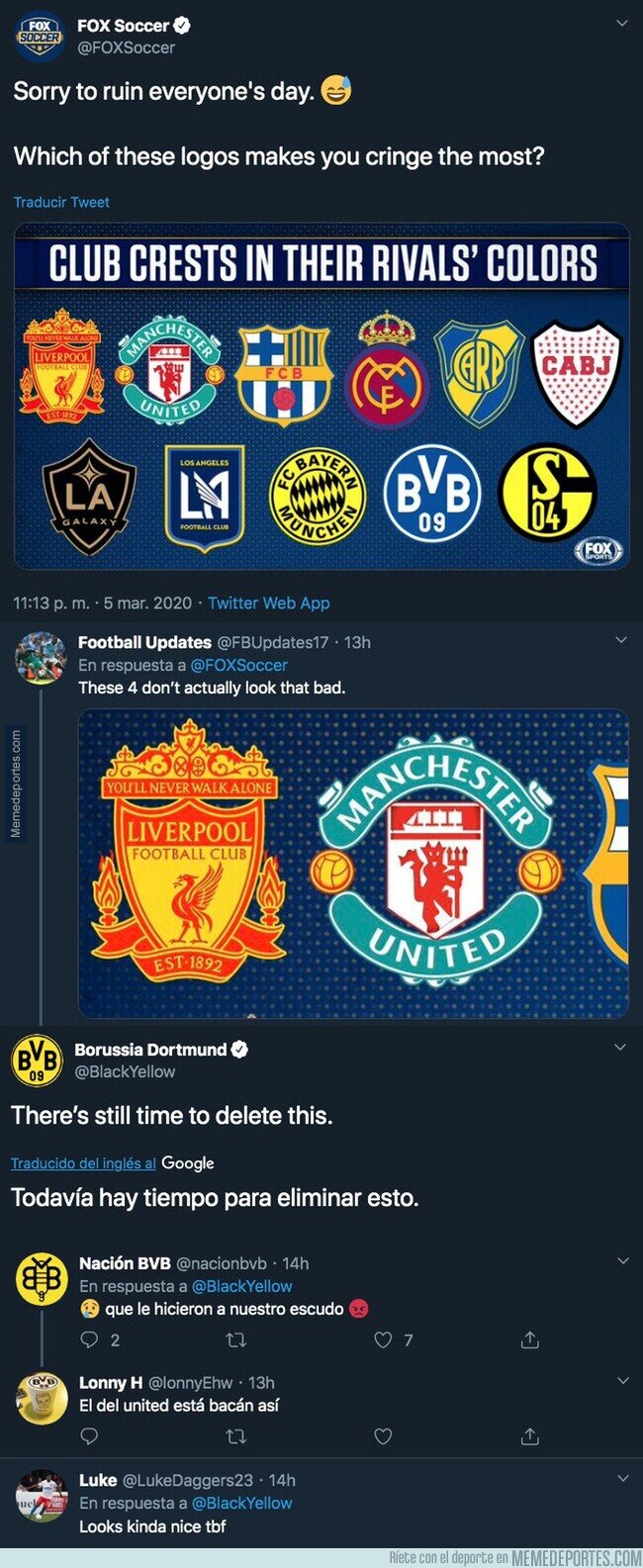 1100117 - La cadena FOX intercambia los colores de los escudos con sus máximos rivales y el BVB responde de forma contundente