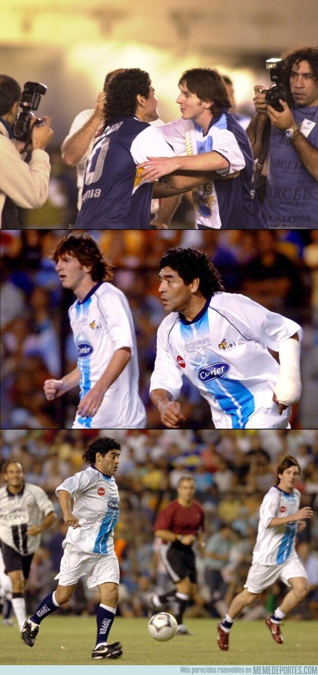 1101998 - Imágenes de 2005. La única vez que Messi y Maradona jugaron juntos