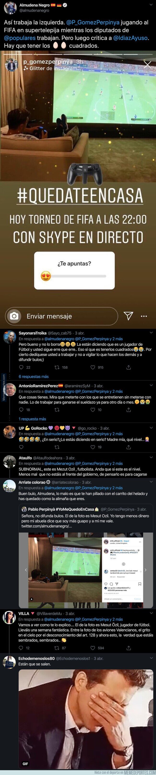 1102166 - Tremendo: una diputada del Partido Popular ha publicado esta foto de Özil creyéndose que es el portavoz de Mas Madrid en la Asamblea