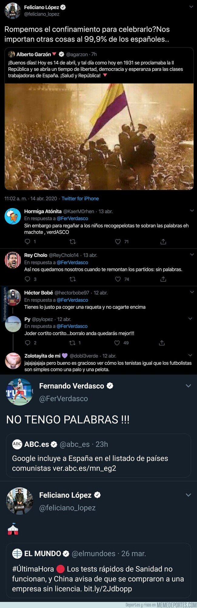1102618 - Todos estos polémicos tuits de Feliciano López que demuestra que lo está pasando realmente mal durante la cuarentena y que es un votante de VOX