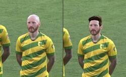 Enlace a Esto es lo que pasa cuando al Messi pelado de Bielorusia le ponemos el peluquín de Messi. Es él.