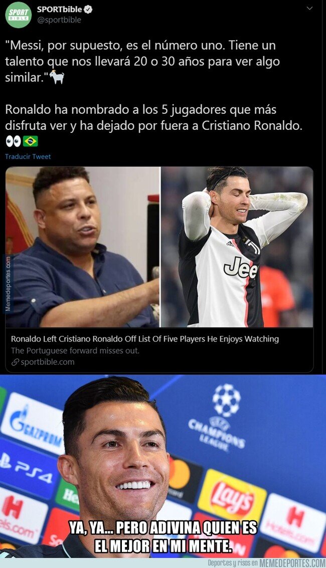 1105577 - El gordo Ronaldo elige a Messi como el mejor. ¿Cuantos van ya?