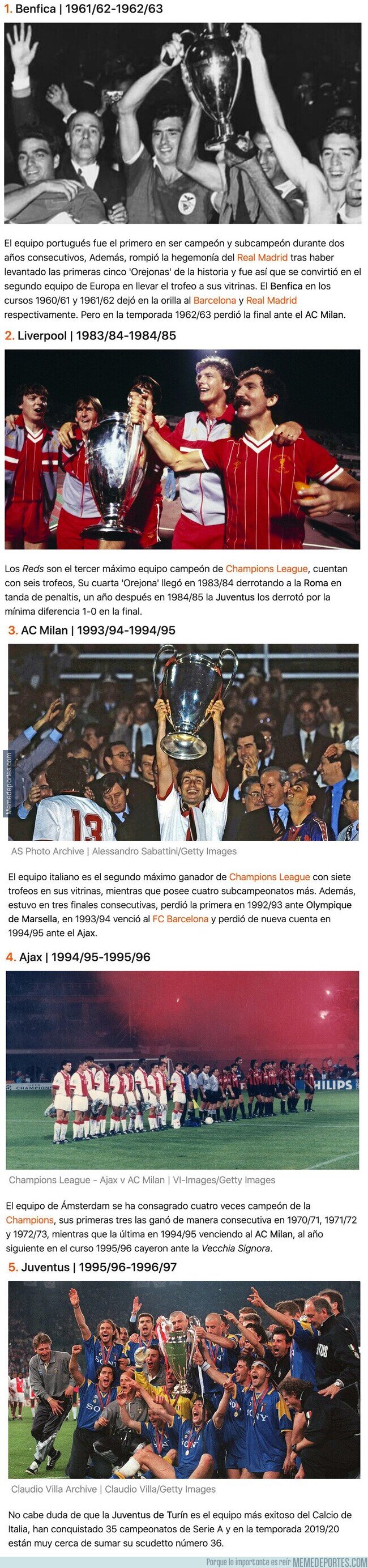 1106710 - 6 equipos campeones de la Champions League que al año siguiente perdieron la final
