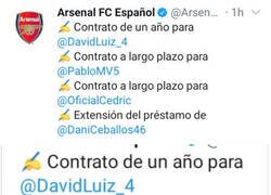 Enlace a Gunners al enterarse de la renovación de David Luiz