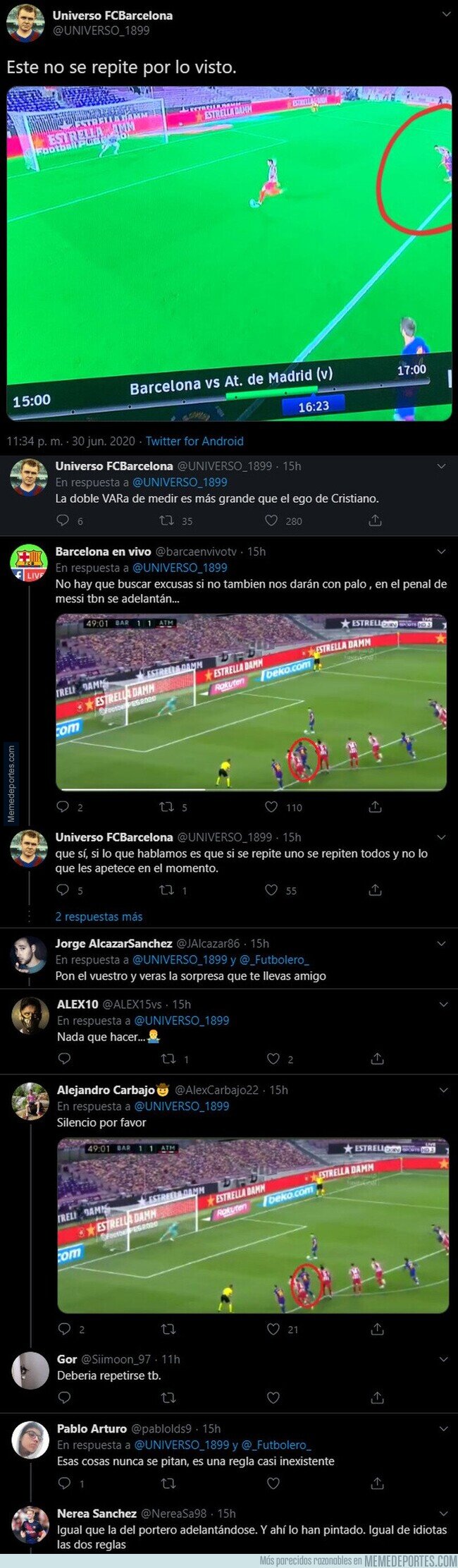 1108229 - Sale a la luz una toma en la que se ve como el penalti del Atleti debería haberse repetido por segunda vez