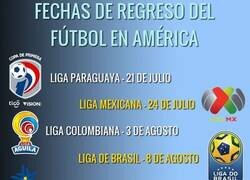 Enlace a Las fechas de regreso del fútbol en Latino América.