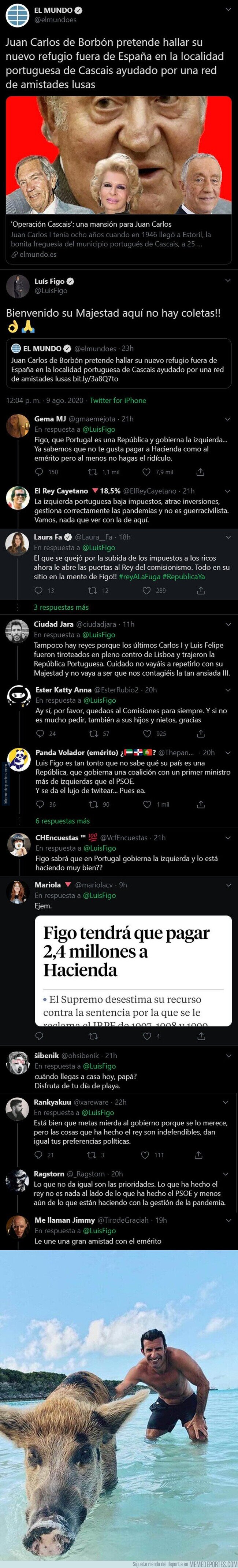 1111820 - Luis Figo defiende al fugado Juan Carlos y ataca a Pablo Iglesias y todo Twitter se une contra él con estas respuestas