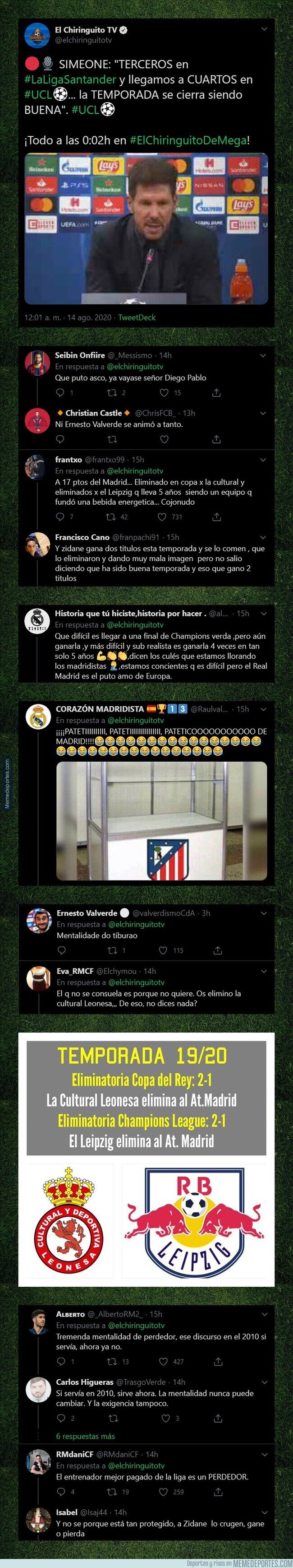 1112352 - Cachondeo e indignación con el Cholo Simeone por lo que dijo tras ser eliminado por el Leipzig