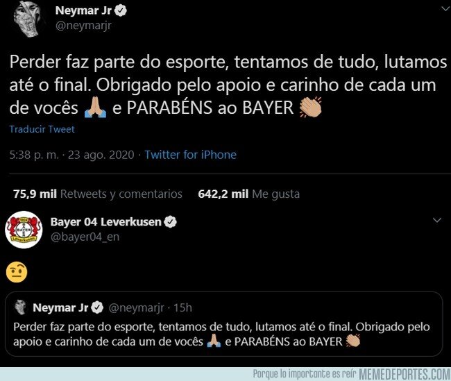 1114032 - Neymar felicita al Bayer sin N. No se lo dejan pasar