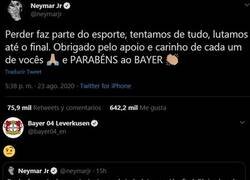 Enlace a Neymar felicita al Bayer sin N. No se lo dejan pasar