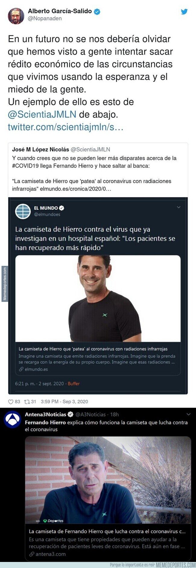 1114902 - Fernando Hierro, exjugador del Real Madrid, hace el ridículo vendiendo este producto contra el coronavirus