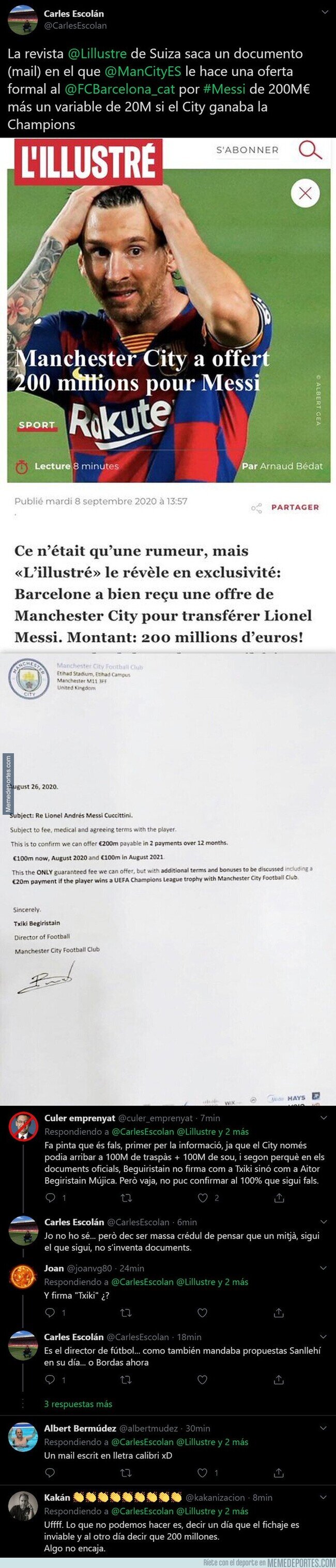 1115353 - Sale a la luz un supuesto mail del Manchester City al Barça ofreciendo este ofertón por Messi cuando no estaba en rebeldía