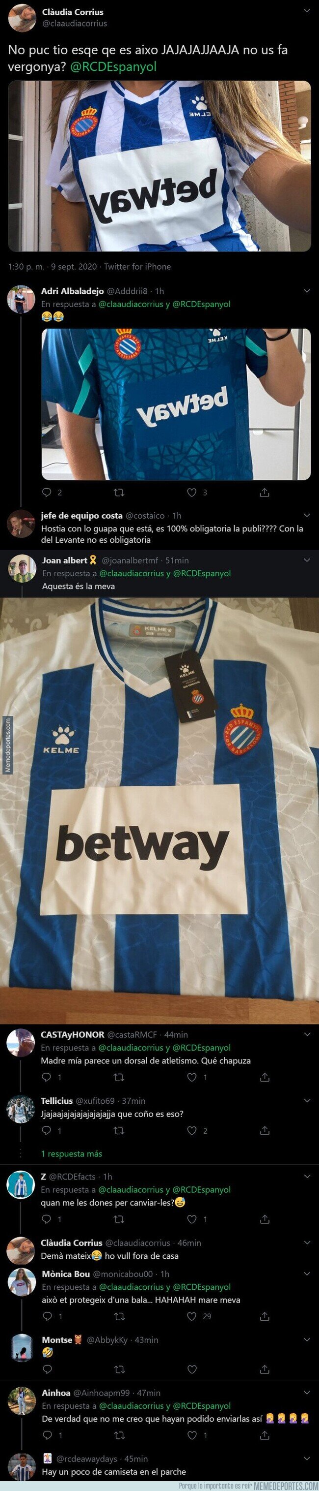 1115380 - Todos los aficionados del Espanyol están indignados por como está llegando la nueva camiseta del Espanyol y la publicidad que tiene