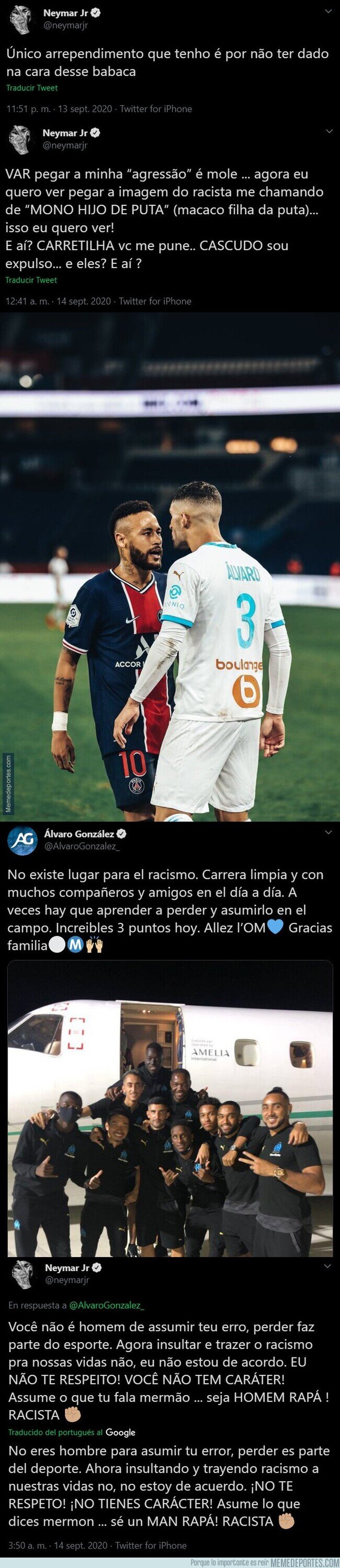 1115676 - Los duros mensajes de Neymar contra Álvaro González acusándole de racismo después del clásico francés