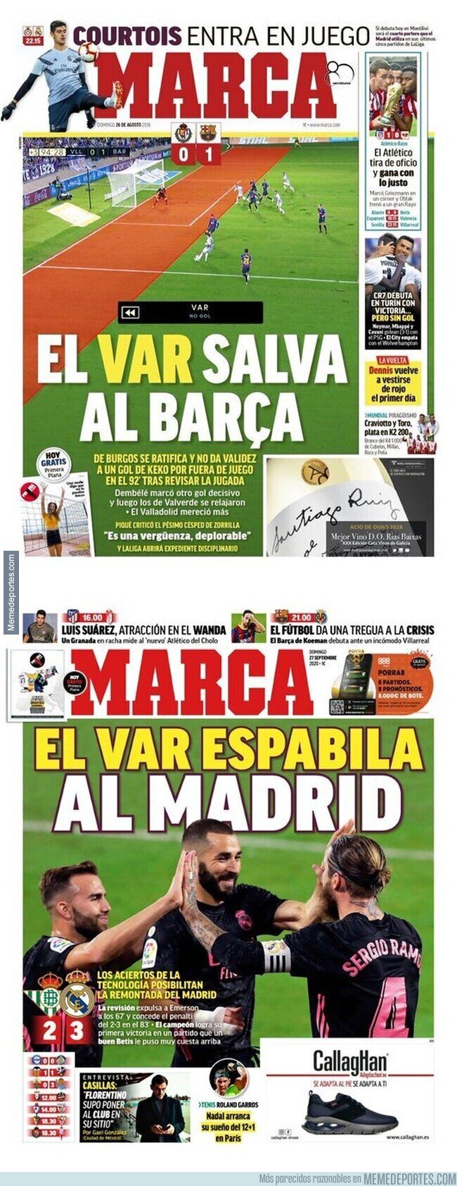 1116643 - El doble rasero increíble del diario MARCA cuando el VAR favorece al Barça y al Madrid