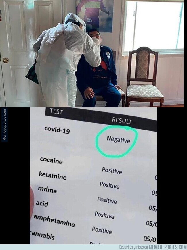1117328 - Maradona se hace el test, ¡gracias a dios ha dado negativo!