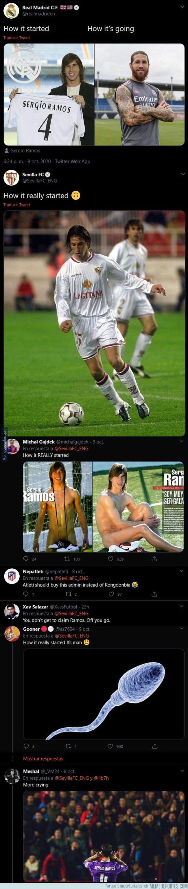 1117554 - El descomunal ZASCA del Sevilla al Real Madrid en Twitter por como dicen que empezó todo en su carrera