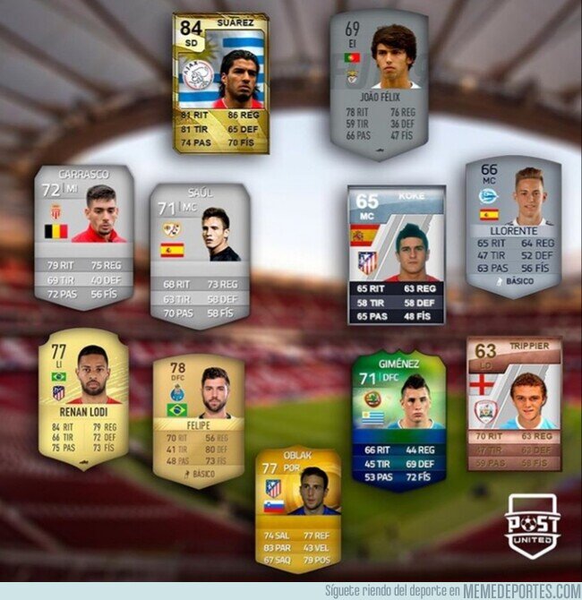 1119928 - Las primeras cartas FIFA de los jugadores del Atlético de Madrid