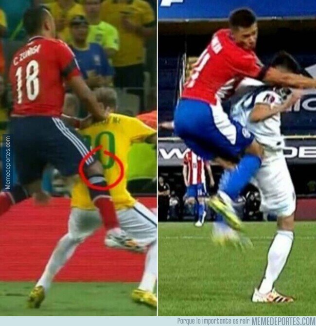 1120371 - Angel Romero le fracturó la columna a Palacios de la misma forma que a Neymar. 3 meses de baja