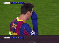Enlace a La realización del partido se encargó de enfocar a Messi en cada uno de los goles de la Juve