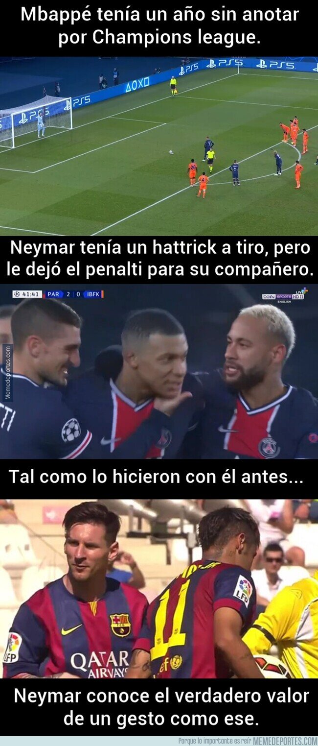 1122484 - El gran gesto de compañerismo de Neymar con Mbappé que ya hizo en el pasado con Messi