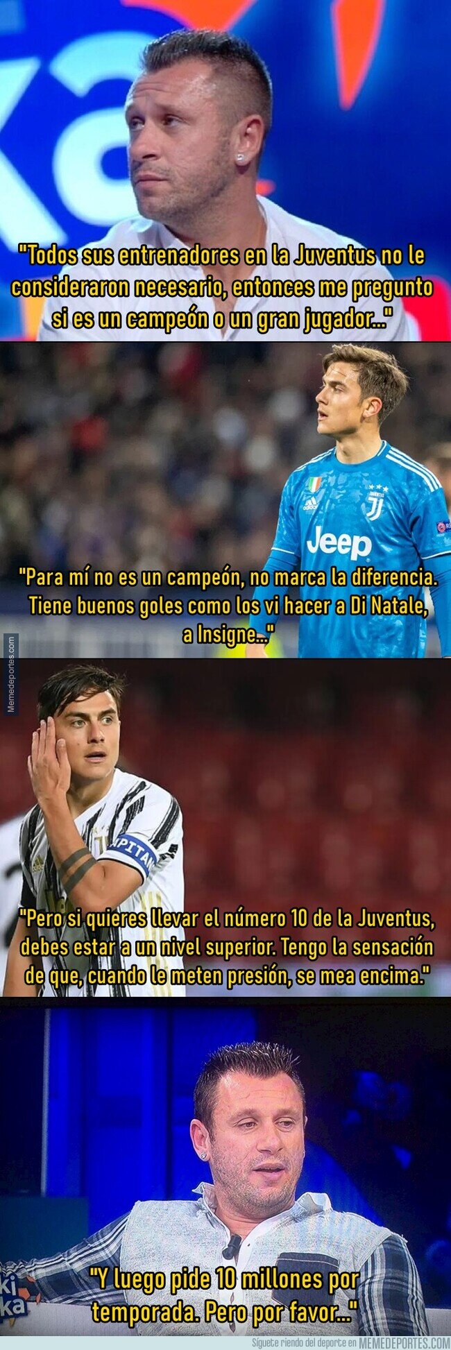 1124535 - A Cassano le preguntaron por Dybala y casi lo mata