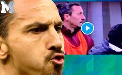 Enlace a Brutal Ibrahimovic practicando sus estiradas con un recogepelotas