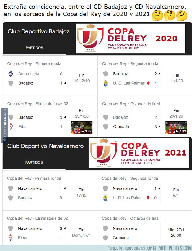 1126164 - Extraña coincidencia en los sorteos de la Copa del Rey con un año de diferencia
