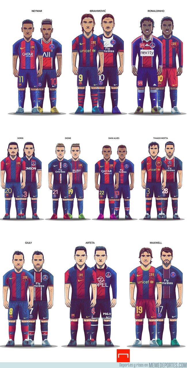 1127997 - Grandes jugadores compartidos por el PSG y Barcelona
