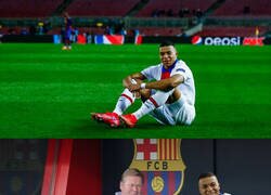 Enlace a Mbappé sentado en el Camp Nou pedía chops a gritos