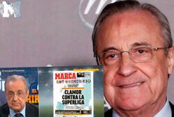 Enlace a El ZASCA monumental de Florentino Pérez al Diario MARCA tras sacar una portada crítica a la Superliga