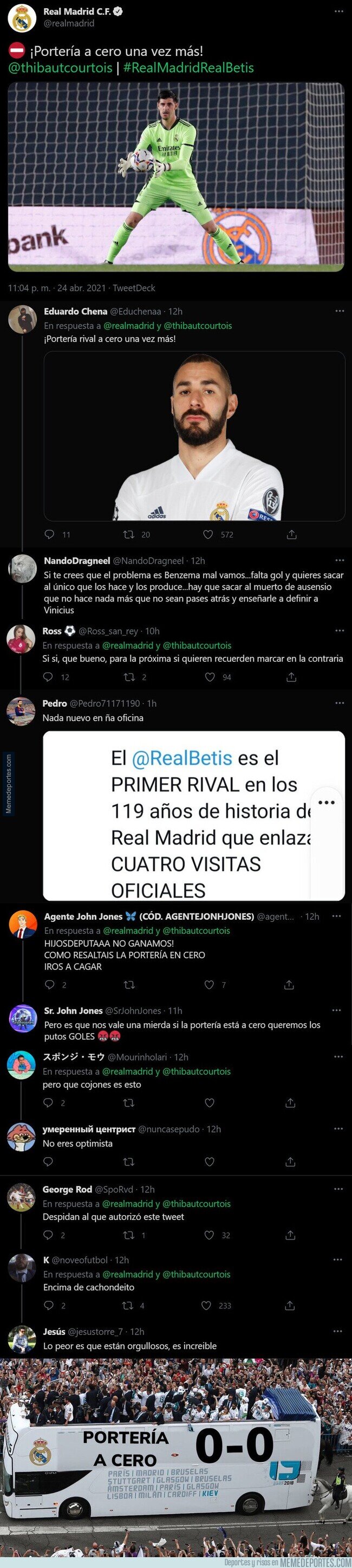 1133566 - El polémico tuit del Real Madrid tras terminar el 0-0 contra el Real Betis que ha cabreado a todos los madridistas